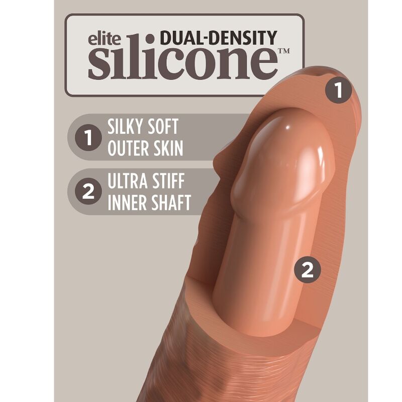 KING COCK - ÉLITE DILDO REALÍSTICO SILICONA 20.3 CM CARAMELO - Imagen 3