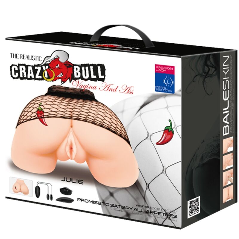 CRAZY BULL - VAGINA Y ANO CON MALLA REALISTA CON VIBRACIÓN - Imagen 2
