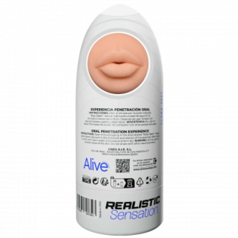 ALIVE - FLEX MASTURBADOR MASCULINO BOCA TALLA M - Imagen 4