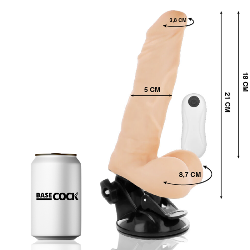 BASECOCK - VIBRADOR REALÍSTICO ARTICULABLE CONTROL REMOTO NATURAL 21 CM -O- 5 CM - Imagen 5