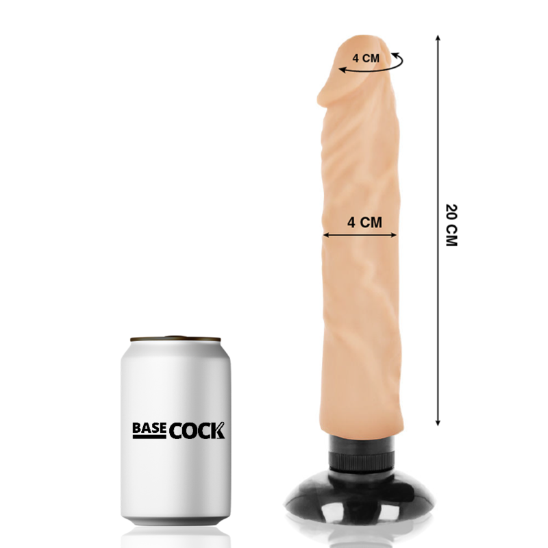 BASECOCK - VIBRADOR REALÍSTICO 2-1 NATURAL 20 CM -O- 4 CM - Imagen 6