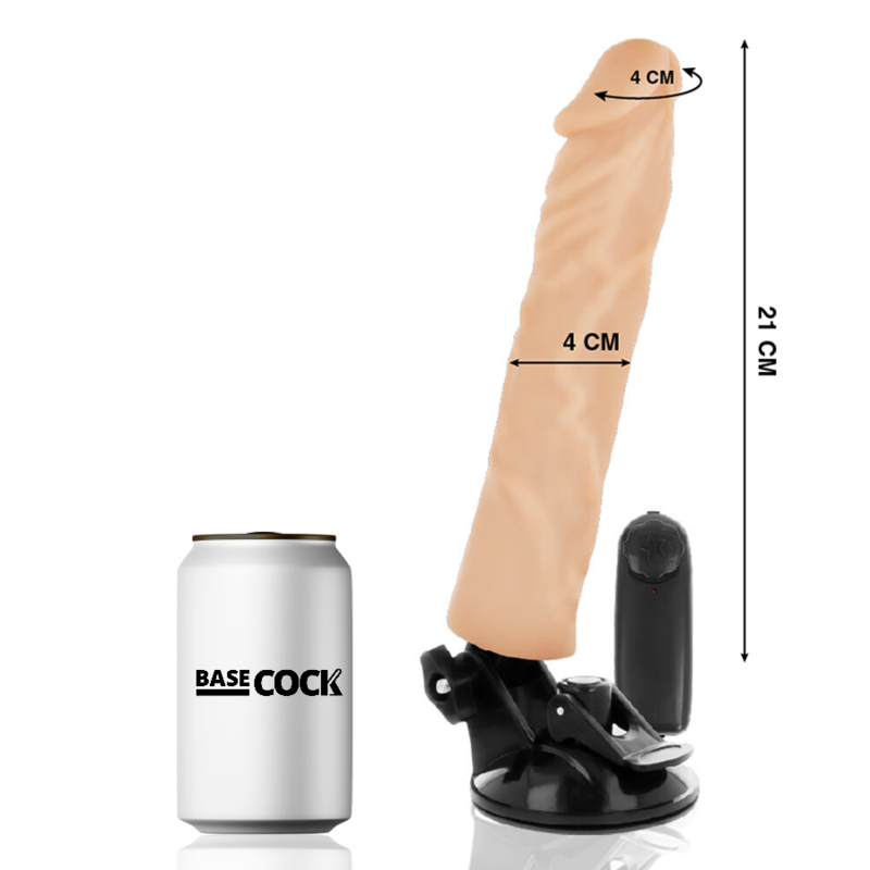 BASECOCK - VIBRADOR REALÍSTICO CONTROL REMOTO NATURAL 21 CM -O- 4 CM - Imagen 3