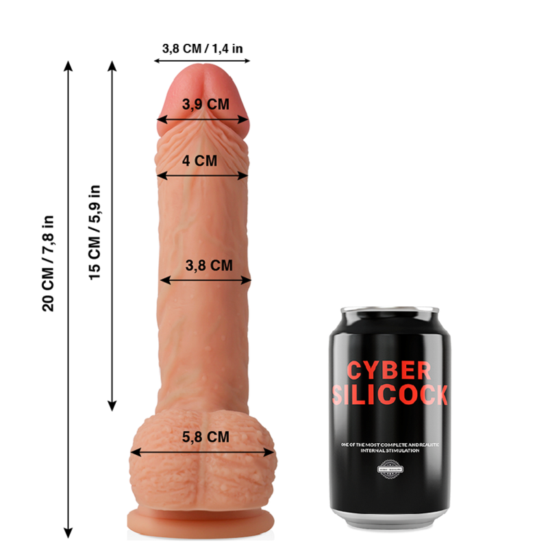 CYBER SILICOCK - FREEMAN REALÍSTICO SILICONA LÍQUIDA 20 CM -O- 3.8 CM - Imagen 3
