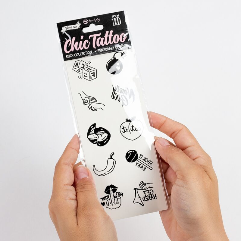 SECRET PLAY - SET DE 10 TATTOOS TEMPORALES SPICY COLLECTION - Imagen 4
