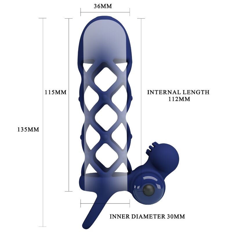 PRETTY LOVE - GIANN ANILLO VIBRADOR CON FUNDA DE SILICONA AZUL - Imagen 2