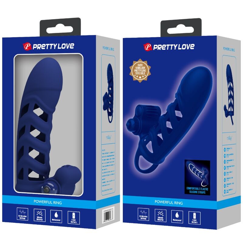 PRETTY LOVE - ALTAF ANILLO VIBRADOR CON FUNDA DE SILICONA AZUL - Imagen 7