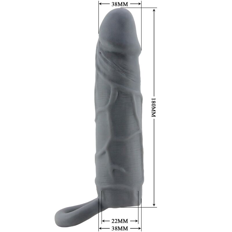 PRETTY LOVE - FUNDA DE PENE DE PIEL REALÍSTICA GRIS OSCURO - Imagen 6
