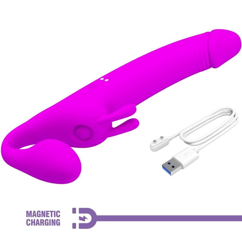 PRETTY LOVE - ZANINI DILDO STRAP-ON SIN ARNÉS 10 VIBRACIONES MORADO - Imagen 2