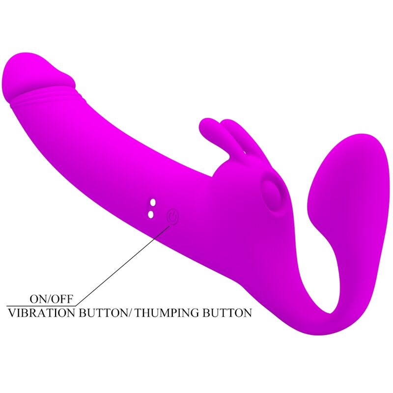 PRETTY LOVE - ZANINI DILDO STRAP-ON SIN ARNÉS 10 VIBRACIONES MORADO - Imagen 5