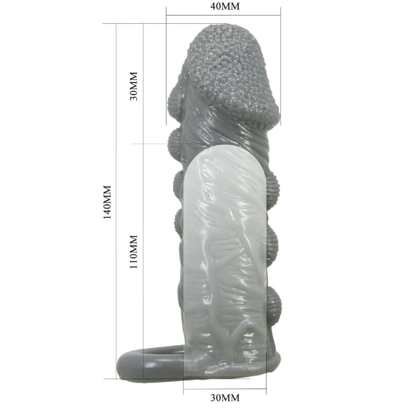 PRETTY LOVE - FUNDA REALÍSTICA ALARGADORA Y RETARDANTE PARA PENE GRIS - Imagen 5