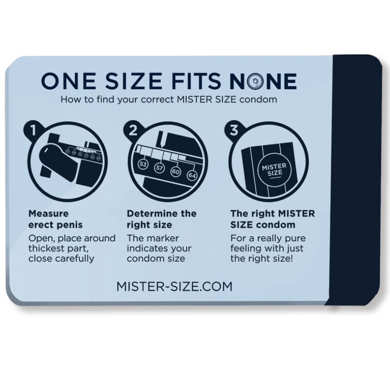 MISTER SIZE - MEDIDOR TAMAÑO PRESERVATIVO IDEAL (INGLÉS) - Imagen 3