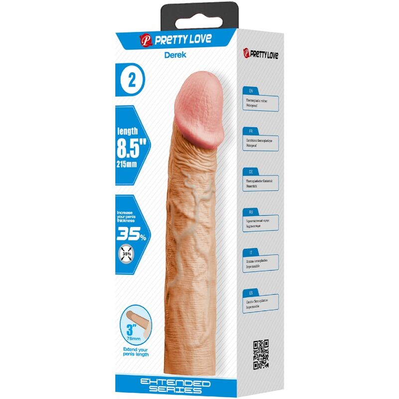 PRETTY LOVE - DEREK FUNDA PENE CON EXTENSIÓN DE 7.6 CM NATURAL - Imagen 2