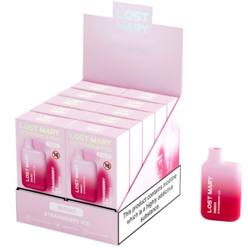 LOST MARY - BM600 VAPER NICOTINA 2% DESECHABLE SABOR FRESA HELADA - Imagen 2