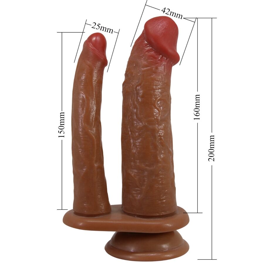PRETTY LOVE - GORAN DOBLE DILDO REALÍSTICO NATURAL MULATO - Imagen 6