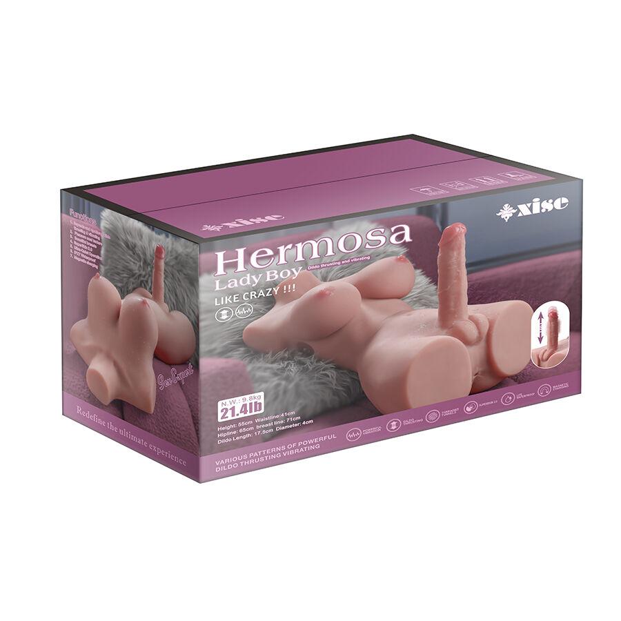 XISE - HERMOSA LADY BOY TORSO FEMENINO CON DILDO CON VIBRACIÓN Y THRUSTING 49 CM - Imagen 12