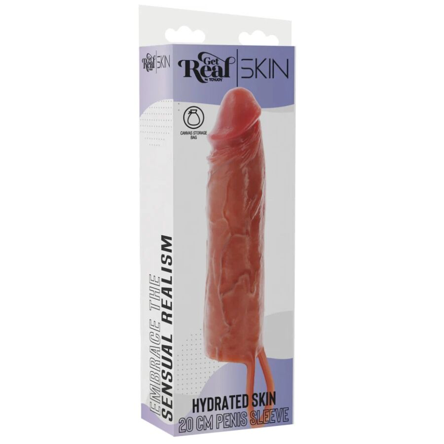 GET REAL - FUNDA HYDRATED SKIN DE SILICONA PARA PENE CARAMELO 20 CM - Imagen 4