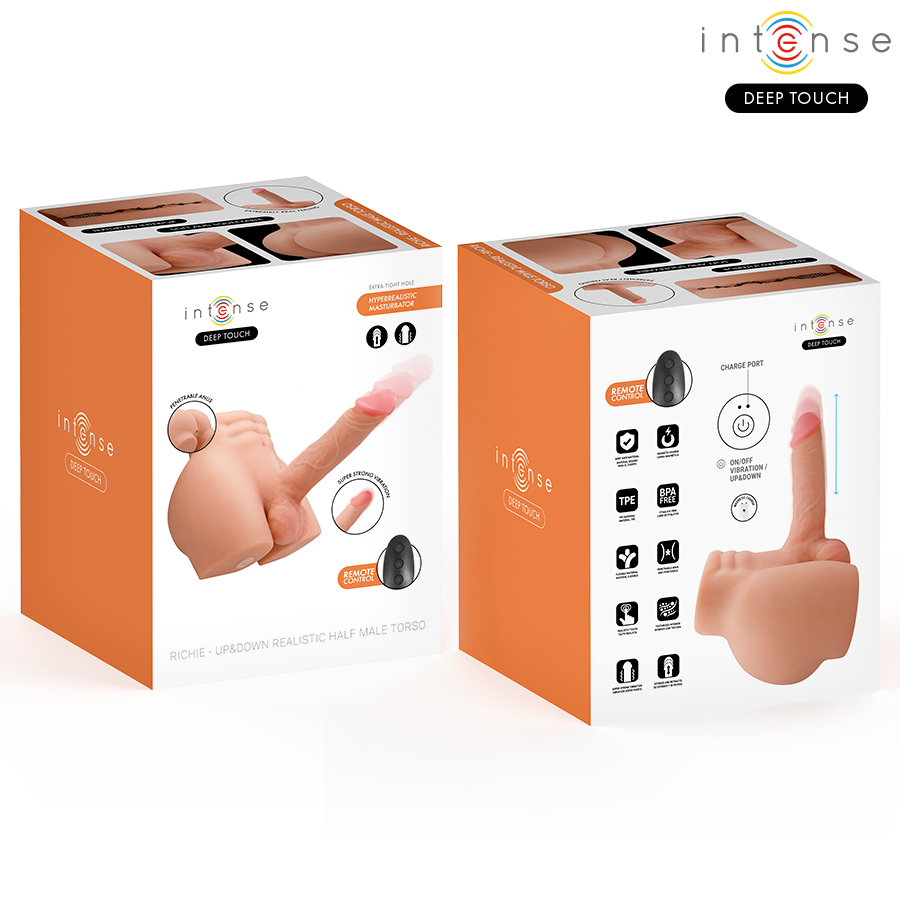 INTENSE DEEP TOUCH - RICHIE TORSO CON ANO Y DILDO REALÍSTICO CON EMPUJE Y VIBRACIÓN CONTROL REMOTO 4.7 KG - Imagen 2