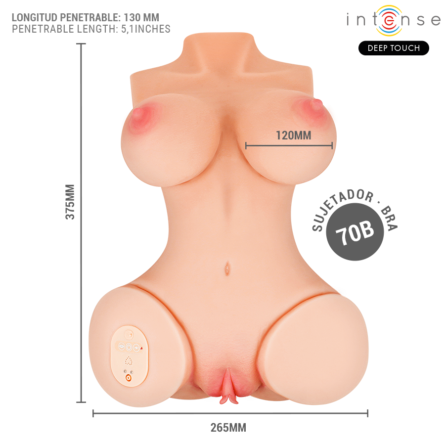 INTENSE DEEP TOUCH - VERO TORSO VAGINA CON EFECTO SUCCIÓN, CALOR, VIBRACIÓN Y VOZ CON CONTROL REMOTO 5.5 KG - Imagen 7