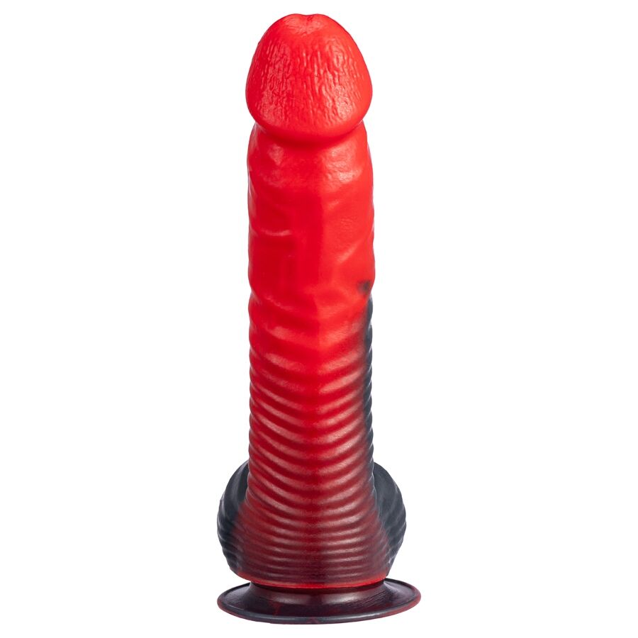 SILEXD - DEVIL DILDO FANTASY SILICONA LIQUIDA TERMOREACTIVO ROJO NEGRO 20.3 CM - Imagen 2