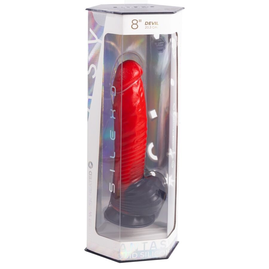 SILEXD - DEVIL DILDO FANTASY SILICONA LIQUIDA TERMOREACTIVO ROJO NEGRO 20.3 CM - Imagen 5