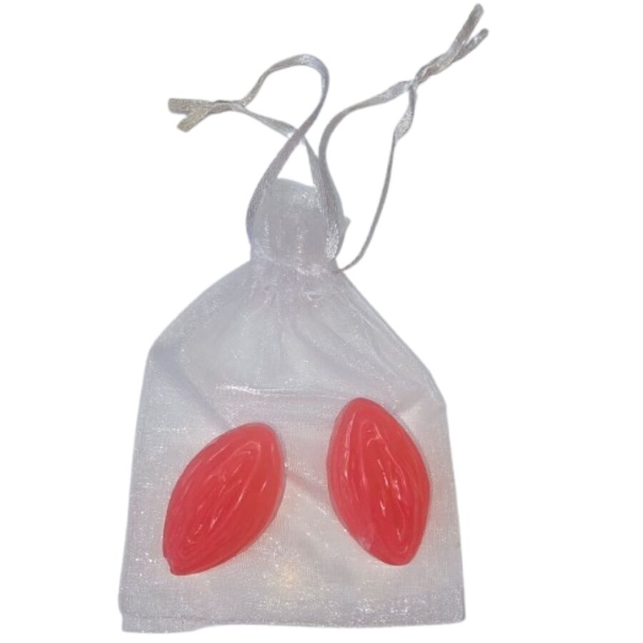 DIABLO PICANTE - 2 JABONES PERFUMADOS FORMA VAGINA ROJO