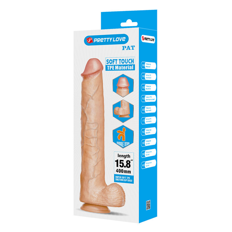 PRETTY LOVE - PAT DILDO REALÍSTICO FLEXIBLE CON VENTOSA NATURAL 40 CM -Ø- 6 CM - Imagen 3