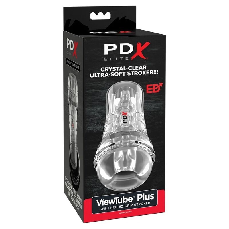 PDX ELITE - MASTURBADOR TRANSPARENTE VIEWTUBE PLUS SEE-THRU EZ-GRIP 21 CM - Imagen 3