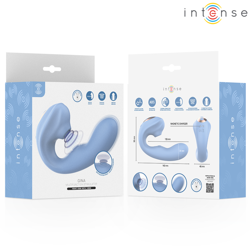 INTENSE - GINA ESTIMULADOR DE CLÍTORIS MULTIFUNCIÓN AZUL - Imagen 7