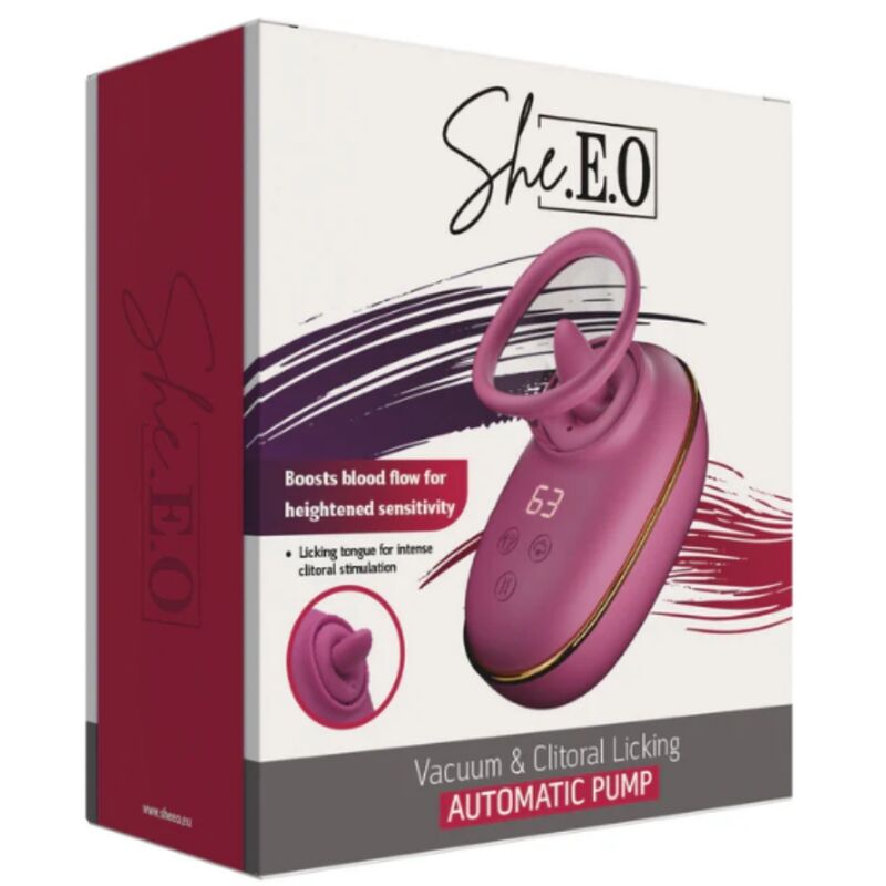 SHE.E.O - BOMBA AUTOMÁTICA ESTIMULADORA DE CLÍTORIS CON EFECTO LICKING MORADA - Imagen 5