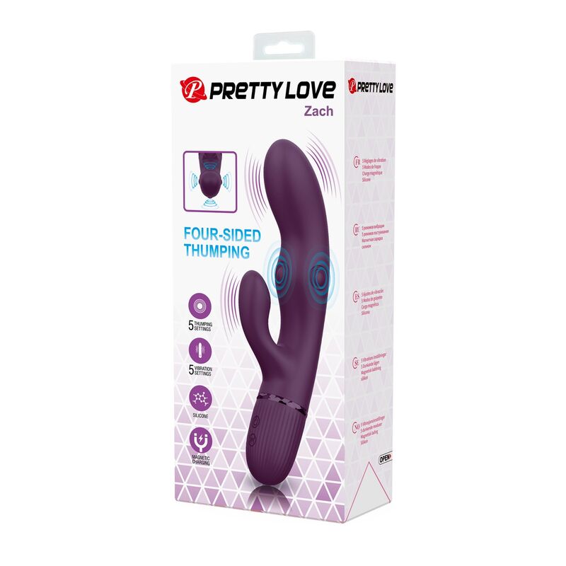 PRETTY LOVE - ZACH VIBRADOR RABBIT RECARGABLE CON EMPUJE 5+5 FUNCIONES - Imagen 3