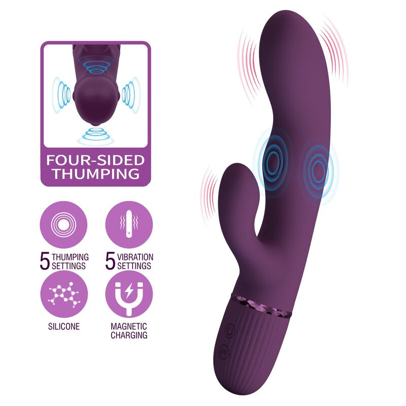 PRETTY LOVE - ZACH VIBRADOR RABBIT RECARGABLE CON EMPUJE 5+5 FUNCIONES - Imagen 10