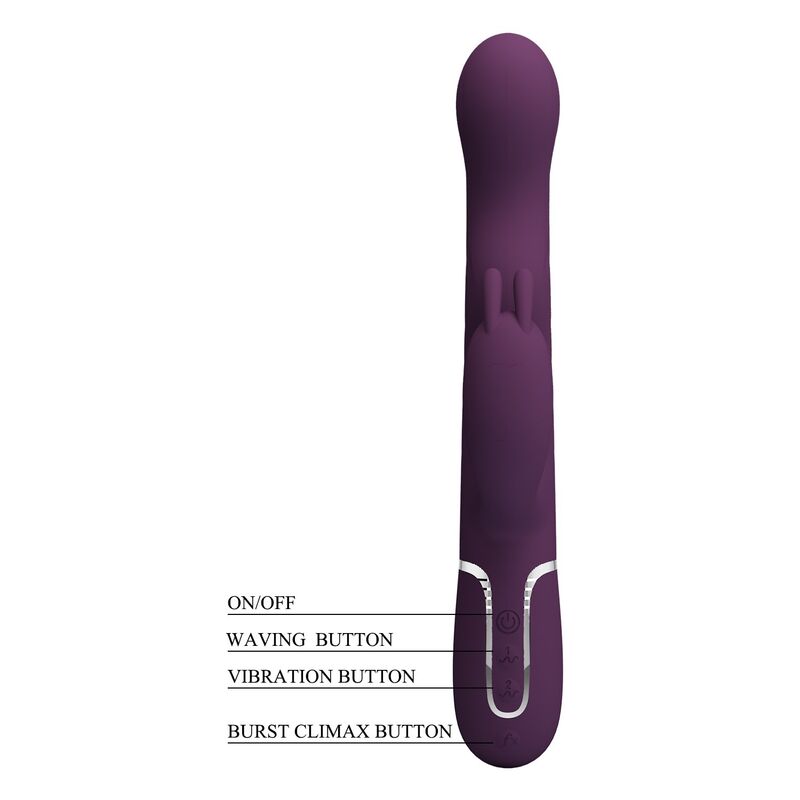 PRETTY LOVE - VIBRADOR RABBIT LOURSEN CON MOVIMIENTO OSCILANTE Y 7 VIBRACIONES RECARGABLE USB MORADO - Imagen 7