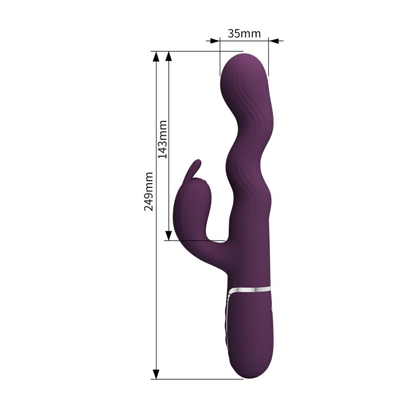 PRETTY LOVE - VIBRADOR RABBIT LOURSEN CON MOVIMIENTO OSCILANTE Y 7 VIBRACIONES RECARGABLE USB MORADO - Imagen 5