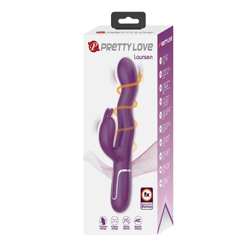 PRETTY LOVE - VIBRADOR RABBIT LOURSEN CON MOVIMIENTO OSCILANTE Y 7 VIBRACIONES RECARGABLE USB MORADO - Imagen 9