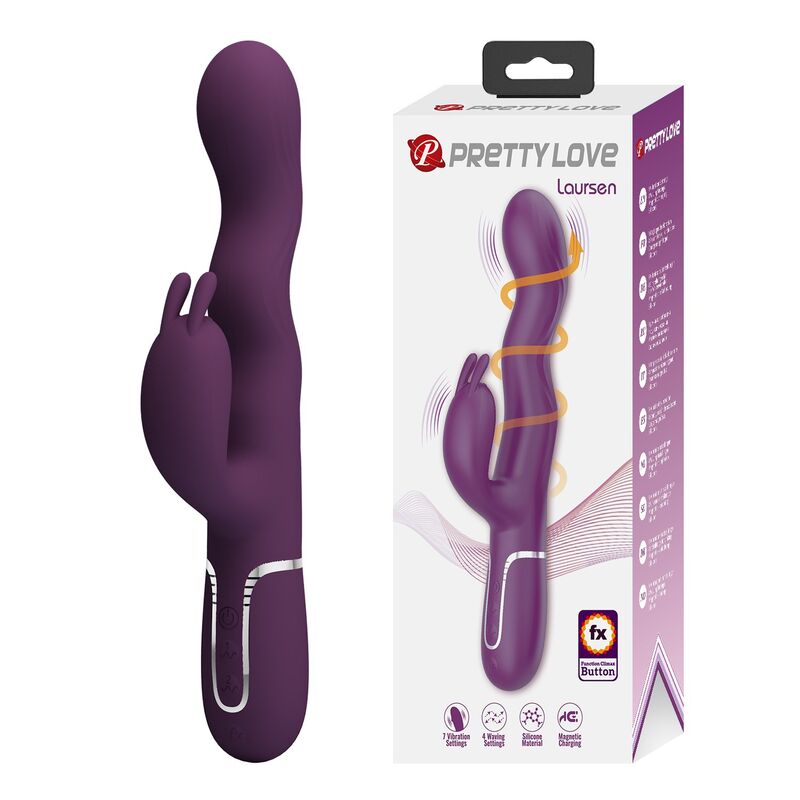 PRETTY LOVE - VIBRADOR RABBIT LOURSEN CON MOVIMIENTO OSCILANTE Y 7 VIBRACIONES RECARGABLE USB MORADO - Imagen 10