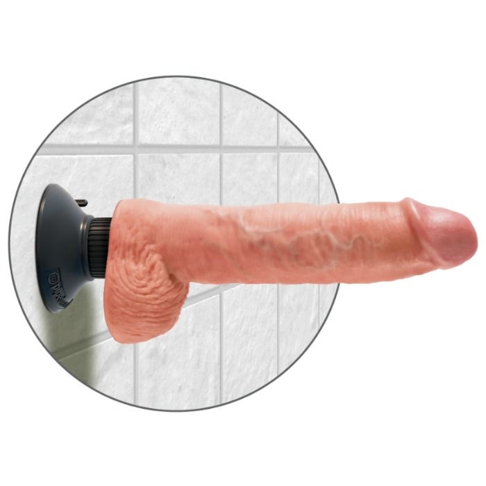 KING COCK - DILDO VIBRADOR CON TESTÍCULOS 25.5 CM COLOR NATURAL - Imagen 3