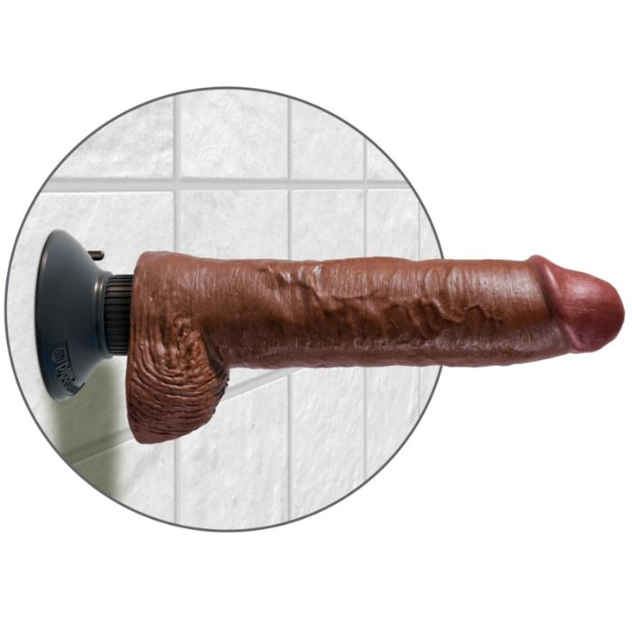 KING COCK - DILDO VIBRADOR CON TESTÍCULOS 25.5 CM COLOR MARRÓN - Imagen 2