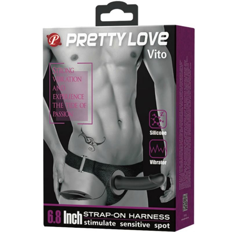 PRETTY LOVE - VITO STRAP ON CON DILDO HUECO Y VIBRACIÓN 17.3 CM - Imagen 6
