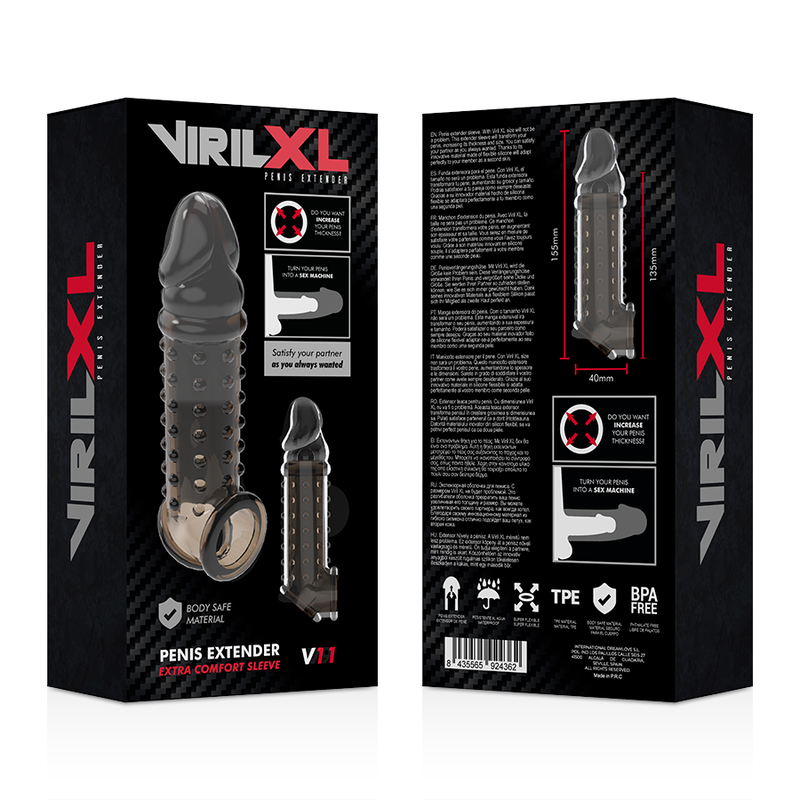 VIRILXL - EXTENSIÓN Y FUNDA DE PENE V11 NEGRO - Imagen 9