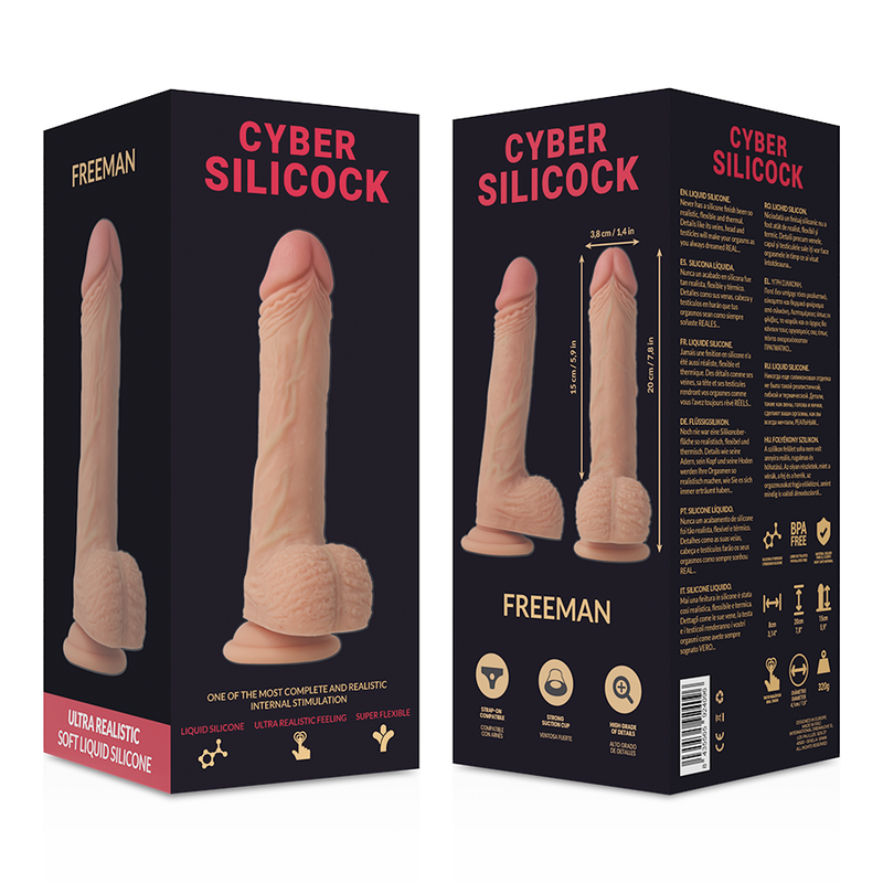 CYBER SILICOCK - FREEMAN REALÍSTICO SILICONA LÍQUIDA 20 CM -O- 3.8 CM - Imagen 2