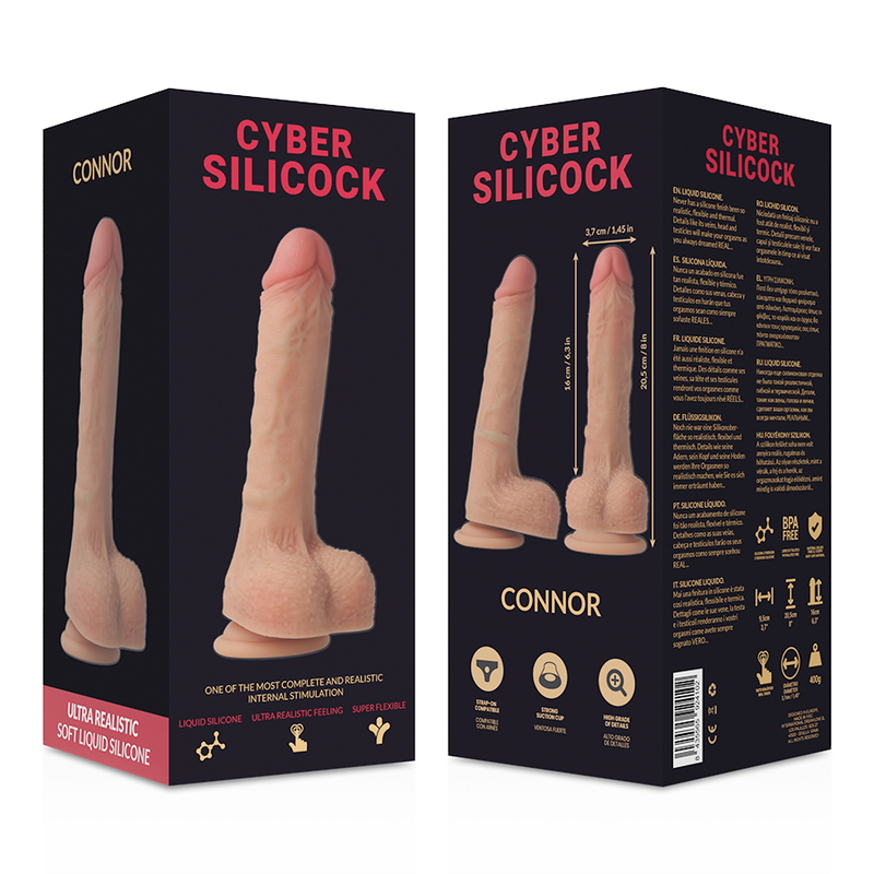 CYBER SILICOCK - CONNOR REALÍSTICO SILICONA LÍQUIDA 20.5 CM -O- 3.7 CM - Imagen 2