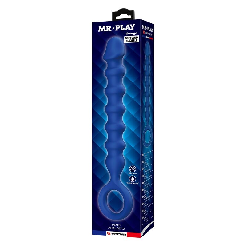 MR PLAY - BOLAS ANALES Y PLUG ANAL SILICONA AZUL -Ø- 3,4 CM - 28,5 CM - Imagen 7