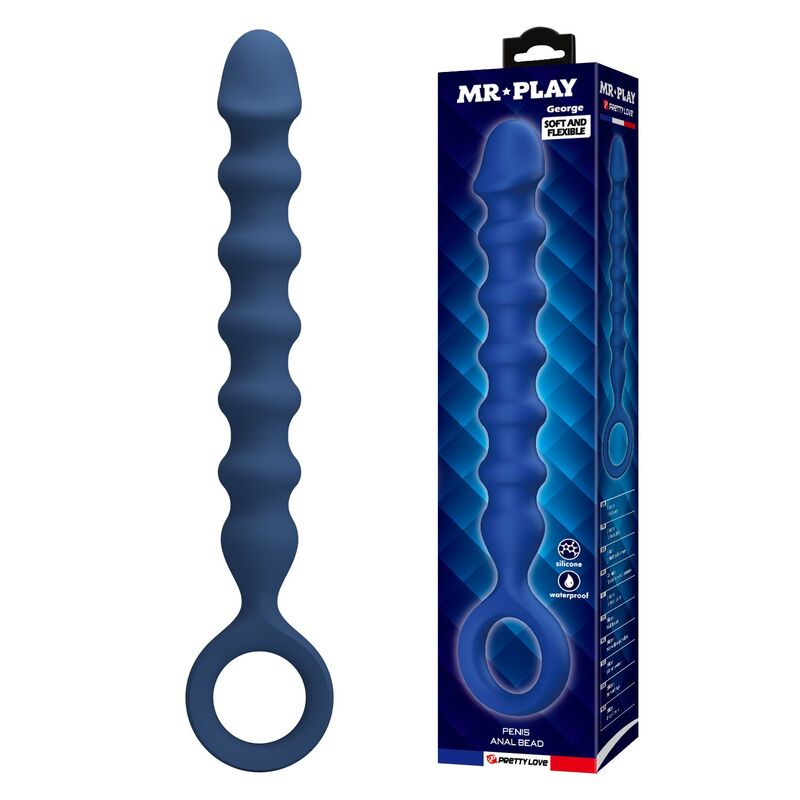 MR PLAY - BOLAS ANALES Y PLUG ANAL SILICONA AZUL -Ø- 3,4 CM - 28,5 CM - Imagen 4