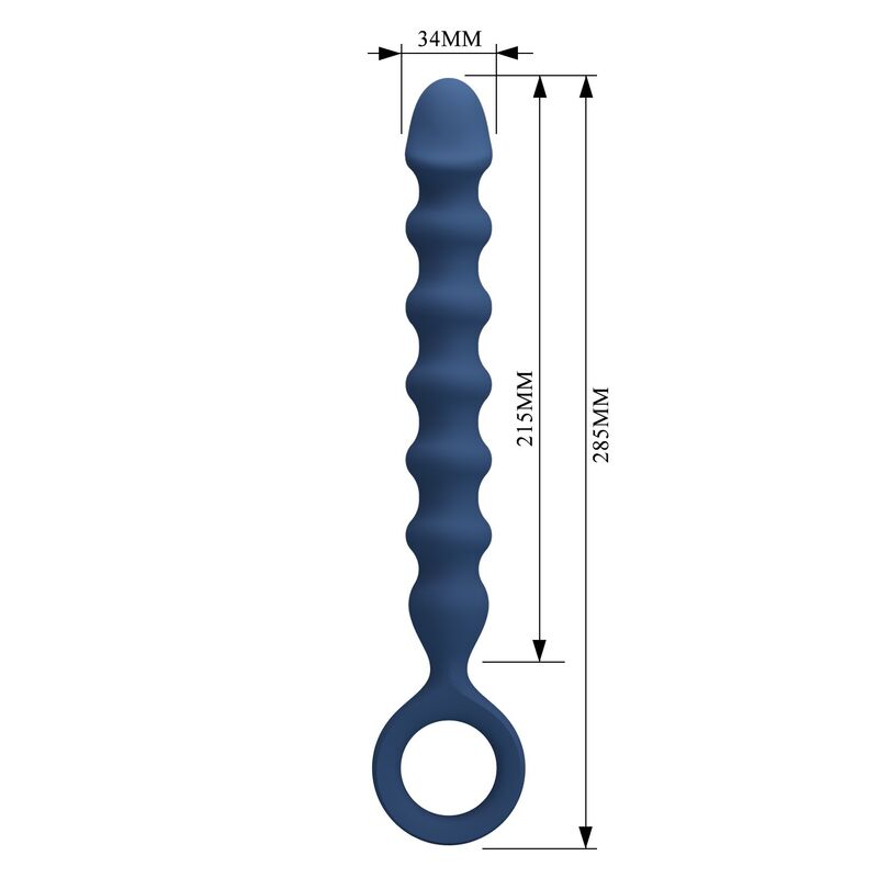 MR PLAY - BOLAS ANALES Y PLUG ANAL SILICONA AZUL -Ø- 3,4 CM - 28,5 CM - Imagen 2