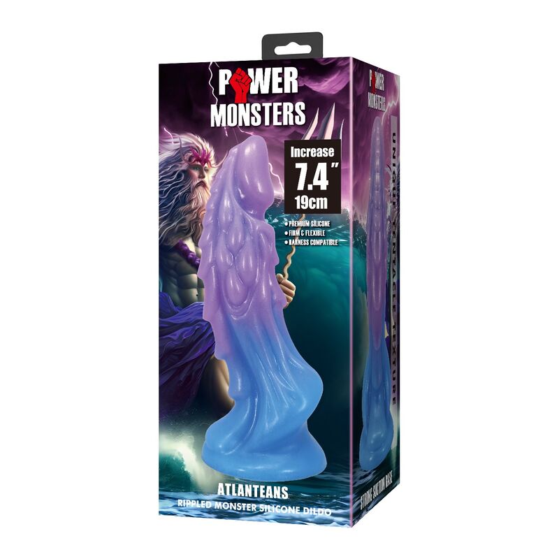 POWER MONSTERS - ATLANTEANS DILDO REALÍSTICO CON VENTOSA 19 CM Ø 5 CM AZUL Y MORADO - Imagen 2