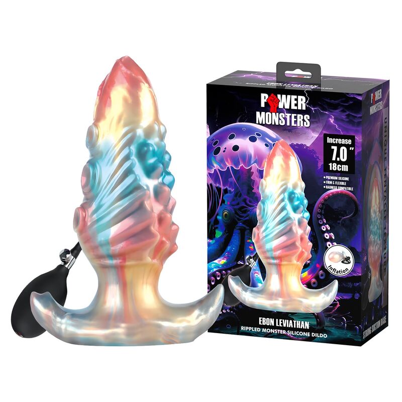 POWER MONSTERS - EBON LEVIATHAN PLUG ANAL HINCHABLE FANTASÍA TRICOLOR 18 CM - Imagen 9