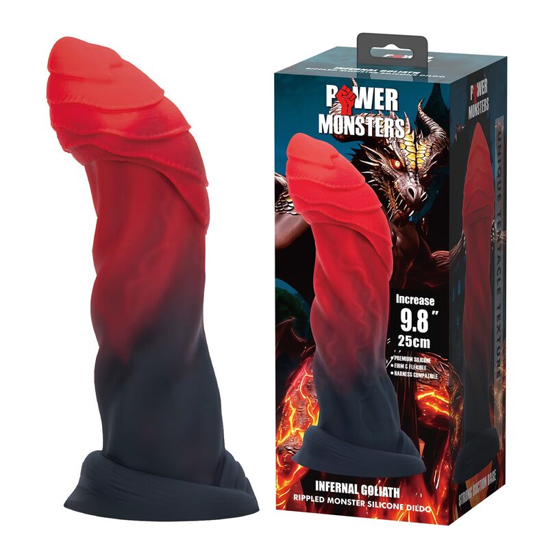 POWER MONSTERS - INFERNAL GOLIATH DILDO BICOLOR 25 CM Ø 6 CM - Imagen 3