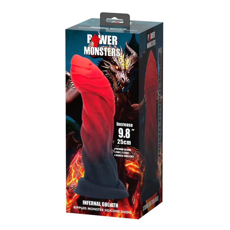 POWER MONSTERS - INFERNAL GOLIATH DILDO BICOLOR 25 CM Ø 6 CM - Imagen 4
