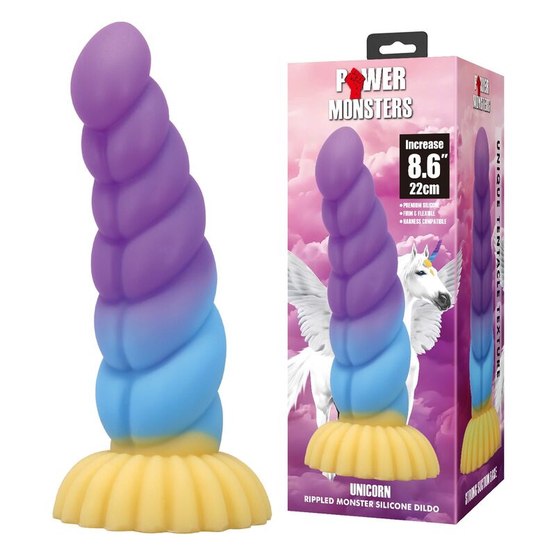 POWER MONSTERS - UNICORN DILDO TRICOLOR 22 CM Ø 5 CM - Imagen 2