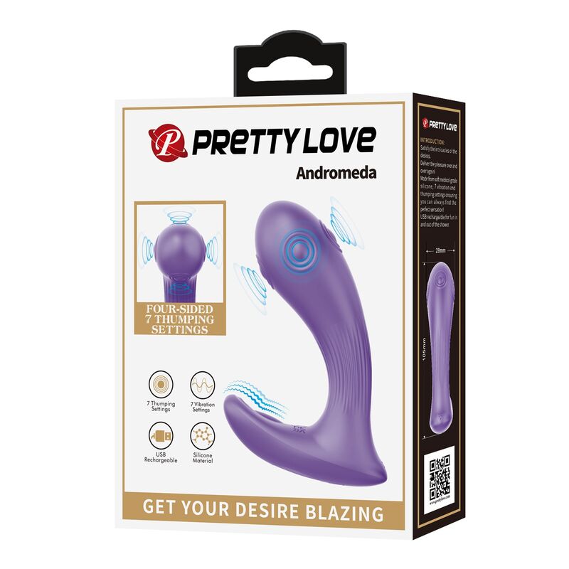 PRETTY LOVE - ANDROMEDA VIBRADOR DE DOBLE ESTIMULACIÓN RECARGABLE MORADO - Imagen 8